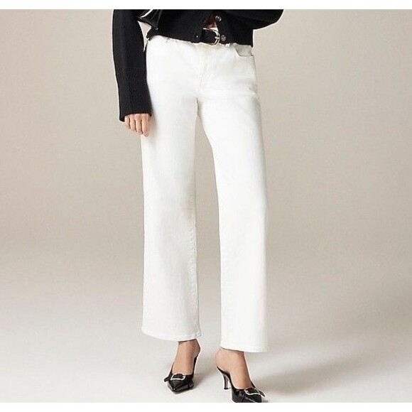 J.Crew Lower-rise Full Length Slim Wide Jean 1996 Stretch White Size 25P Petite - Picture 2 of 12